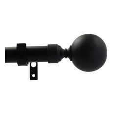 1" Steel Ball Drapery Curtain Rod, Black, 84"-120"