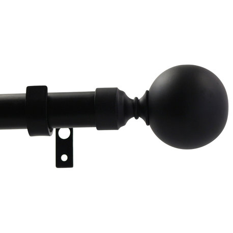 1" Steel Ball Drapery Curtain Rod, Black, 84"-120"