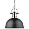 Duncan 1 Light Pendant, Chain, Chrome With A Matte Black Shade