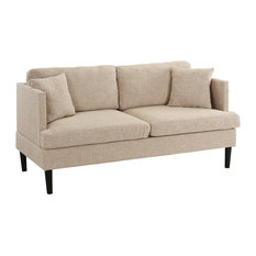 High Seat Sofas Houzz Modern Love Seat Couch With 2 Matching Pillows High Density Foam Beige