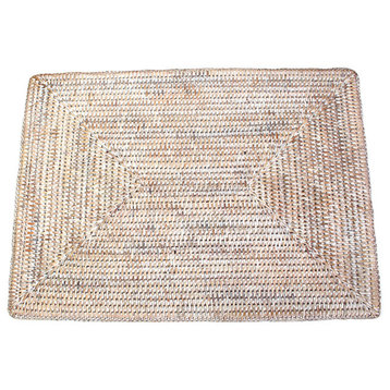 Rectangle White Rattan Placemat, Set of 4