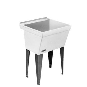 Mustee Utilatub Floor-Mountnx23-in Laundry Tub, White, 23"x23.5"x34"