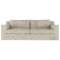 Transitional Sofas Mulberry 9' Crushed Velvet Sofa, Oyster, Classic Depth
