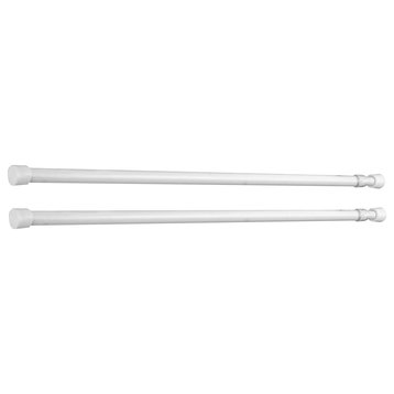 1/3" Round Spring Tension Rod, 11.8-20.8", Set of 2, White