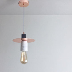 Carrara Marble Pendant Lamp with RoseGold Detailing - Pendant Lighting