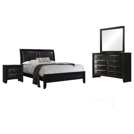 Coaster Briana 4-Piece Wood Queen Panel Bedroom Set in Black