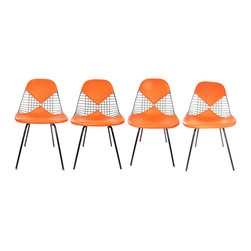 Eames Orange Wire Bikini Dining Chairs (4) - SOLD - Dining Chairs