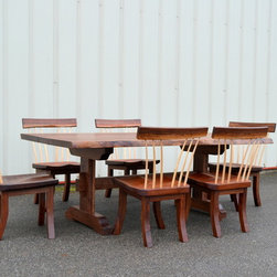 Live Edge Walnut Trestle Table And Spindle Chairs - Dining Sets