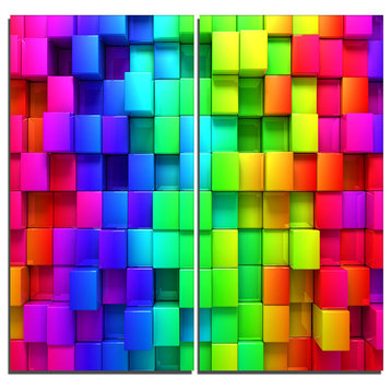 "Rainbow of Colorful Boxes" Abstract Canvas Artwork