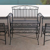 Courtyard Casual Black Steel French Quarter Outdoor 4-Piece Metal Seatee Set