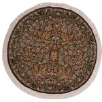 Bareens Designer Rugs - Imran Pak Persian Santos Brown/Gray Wool Round - 6'2'' x 6'3'' - Designed with mesmerizing intricacy and gorgeous color palette, this hand-knotted masterpiece demonstrates the beauty and electrifying thrill of Pak Persian art. These meticulously hand-knotted Pak-Persian rug is made with pure wool and features breathtaking traditional, transitional, and tribal designs in bold luxurious color pallets. Known for their intricate designs these rugs are a reproduction of Persian rugs, made in Pakistan with unique Mughal designs. Made by master weavers using the same Persian texture, design and dying technique, we wanted to produce the most significant manifestation of Persian art, life, and culture. This rug is most famous for its exceptional quality, incredible designs, patterns, and vibrant rich color. Pak-Persian rugs made with Persian weave with high knot counts, which enables the high intricacy and detail found in the patterns are also referred to as "State of art", each color adds a rich beautiful detail in the artwork of this rug. The design, color, and beautiful chromatic composition with a vibrant sheen with intricate designs, exude beauty, elegance, and quality make this rug a masterpiece of its own.
