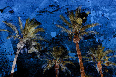 Palm Trees On Blue Texture