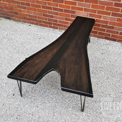 Walnut Coffee Table- Live Edge- Long Coffee Table- Java- Black- Steel- Industria - Coffee Tables