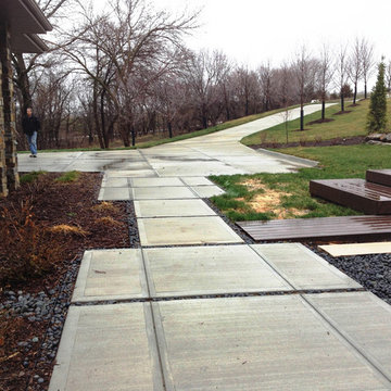 Modern Hillside Entry and Sculpture Garden