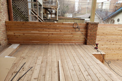 Exterior wood fence with metal frame