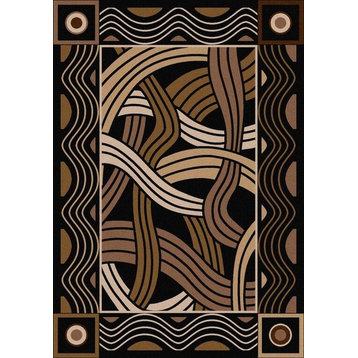 Hand Coiled Rug, Black, 3'x4', Scatter