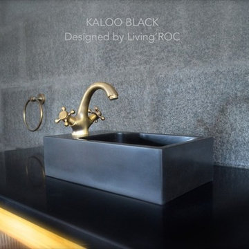 BLACK BASALT STONE TOILET HAND BATHROOM BASIN 400MM-KALOO BLACK