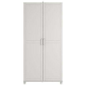 Bowery Hill 36" Transitional Wood Utility Storage Cabinet in White