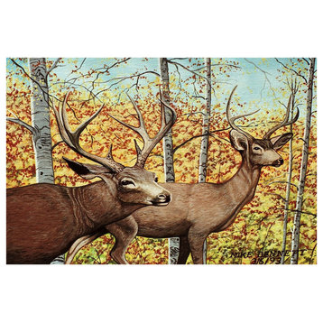 Mike Bennett Mule Deer And Aspens Art Print, 24"x36"