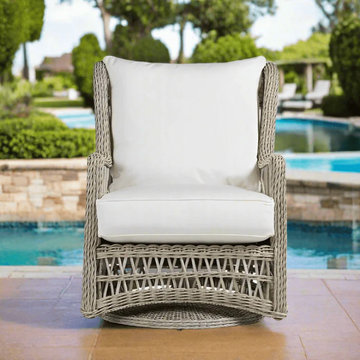 Lloyd Flanders Mackinac Woven Vinyl High Back Swivel Glider Lounge Chair
