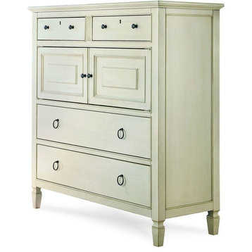Country-Chic Maple Wood 4 Drawers Tall Dressing Chest, White