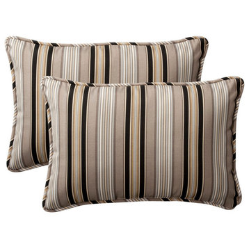Getaway Stripe Black Rectangle Throw Pillow, Set of 2