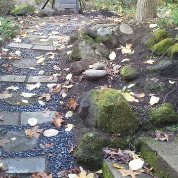 Flower Garden, low maintenance, simple, with stone emphasis