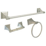 eBuilderDirect - eBuilderDirect Bathroom Accessories, Satin Nickel, 3-Piece Set 18" - eBuilderDirect Bathroom Accessory sets are a functional and stylish addition to any bathroom, powder room, or laundry room. These bath sets are constructed of metal and come with all necessary mounting brackets, drywall anchors, and screws.