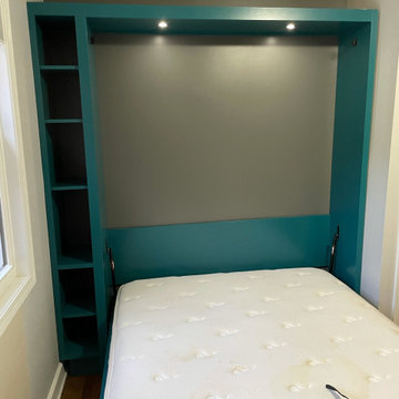 Custom Built Vertical Full Size Murphy Bed with Side Shelving