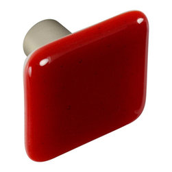 CKP - Art Glass Knob, Red, Dull Brushed Nickel Base - Cabinet And Drawer Knobs