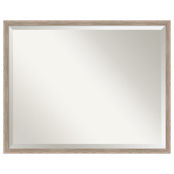 Hardwood Wedge Whitewash Beveled Wood Wall Mirror 29.25 x 23.25 in.