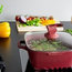 Nea Marble Square Diecast 4-Piece Casserole Set, Non-Stick Stockpots, Red