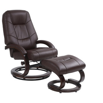 Sundsvall Recliner and Ottoman in Brown Air Leather
