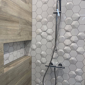 Custom Shower with Accent Wall and Niche