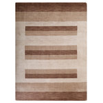 Get My Rugs LLC - Hand Knotted Loom Wool Area Rug Contemporary Brown Light Beige - Set your home surroundings enlightened with this wool rug in many shades of brown light beige, which is Hand knotted by the expert weavers to ensure its perfect finish and amazing look. The Contemporary pattern of this rug adds more elegance to your home d�cor and blends amazingly with your interiors.