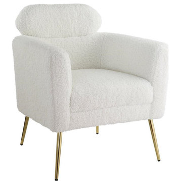 ACME Connock Fabric Upholstered Accent Chair in White Faux Sherpa