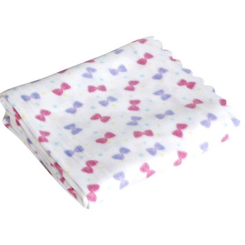 Pink & Purple Bowknot Soft Coral Fleece Throw Blanket (59"-74.8")
