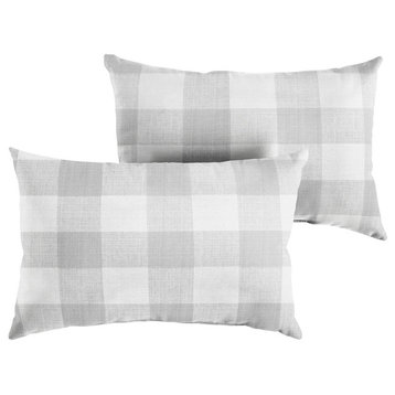 Stewart Grey Buffalo Plaid Lumbar Pillow, Set of 2