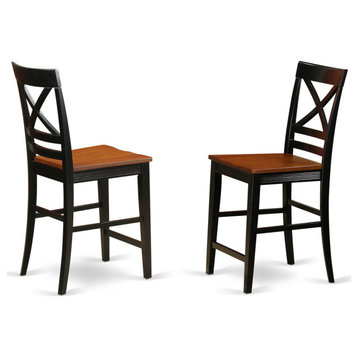 Quincy Counter Height Stools With X-Back, Black and Cherry Finish Set of 2
