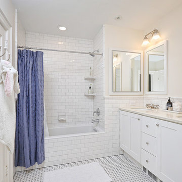 Spruce Hill, Philadelphia: Traditional Bathroom Remodel with Built-in Vanity
