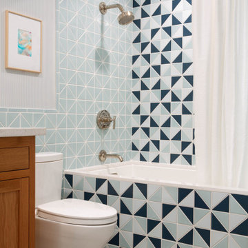 Playful Blue Triangle Bathroom