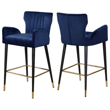 Luxe Velvet Stool (Set of 2), Navy