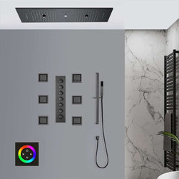 Touch Panel Controlled LED Shower System, Matte Black B - Touch Panel Light - Showerheads And Body Sprays