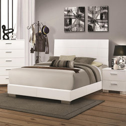 Coaster Felicity High Gloss White Queen Bed With Slat Styled Headboard - Panel Beds