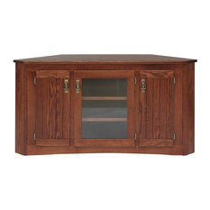 Mission Style Entertainment Centers Tv Stands Houzz Solid Oak Mission Style Corner Tall Tv Stand With Cabinet Cherry