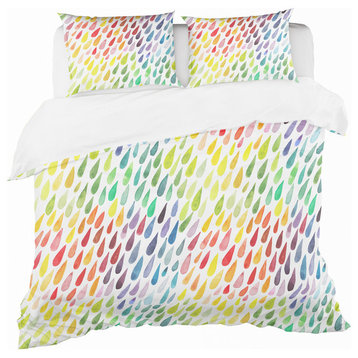 Collection of Paint Splash Watercolor Drops Modern Duvet Cover, King