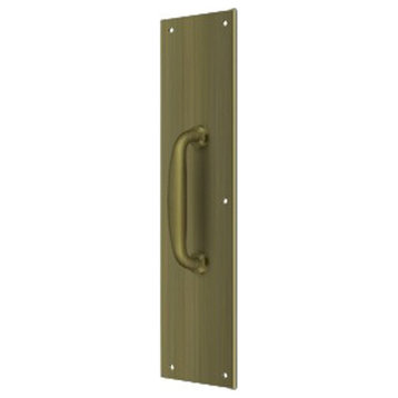 PPH55U5 Push Plate With Handle 3-1/2" x 15 ", Handle 5 1/2" , Antique Brass