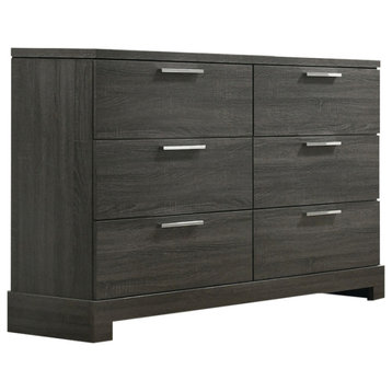 ACME Lantha Rectangular Wood Dresser with 6 Drawers in Gray Oak