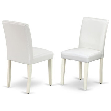 Atlin Designs 35" Leather Dining Chairs in Linen White (Set of 2)