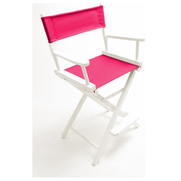 Gold Medal 24" White Contemporary Director's Chair, Pink Lipstick